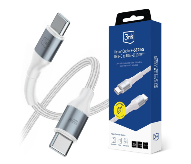 3mk Hyper Cable N-SERIES C to C 2m PD 3.0 QC 3.0 20V/5A 100W Whi - 1507940 - zdjęcie